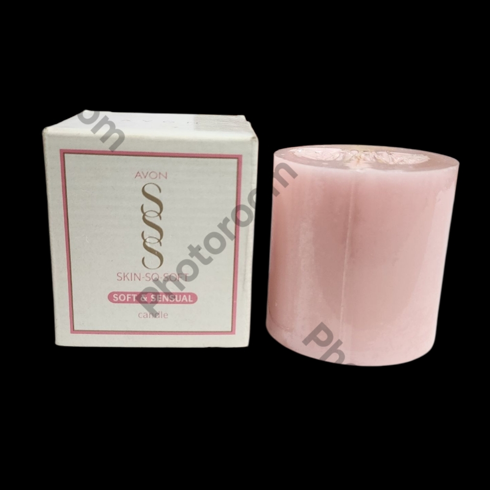 Vintage Avon skin, so soft.Central pink pink pillar candle